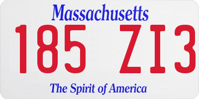 MA license plate 185ZI3