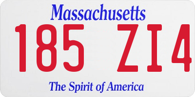 MA license plate 185ZI4