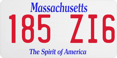 MA license plate 185ZI6