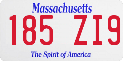 MA license plate 185ZI9