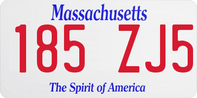 MA license plate 185ZJ5