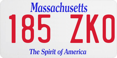 MA license plate 185ZK0