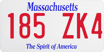 MA license plate 185ZK4