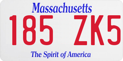 MA license plate 185ZK5