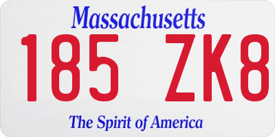 MA license plate 185ZK8