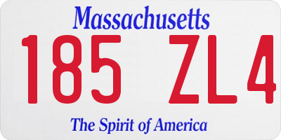 MA license plate 185ZL4