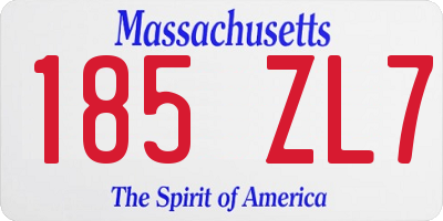MA license plate 185ZL7