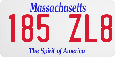 MA license plate 185ZL8