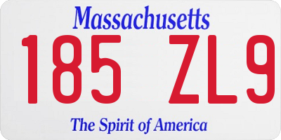 MA license plate 185ZL9