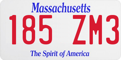 MA license plate 185ZM3