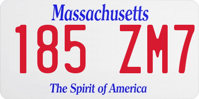 MA license plate 185ZM7