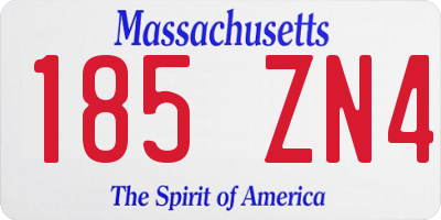 MA license plate 185ZN4