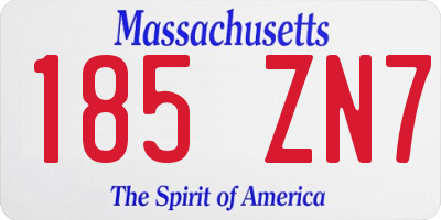MA license plate 185ZN7