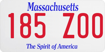 MA license plate 185ZO0
