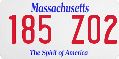 MA license plate 185ZO2