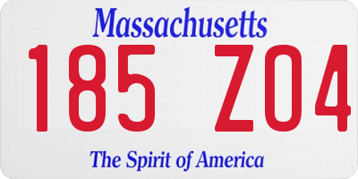 MA license plate 185ZO4