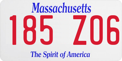 MA license plate 185ZO6
