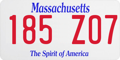 MA license plate 185ZO7