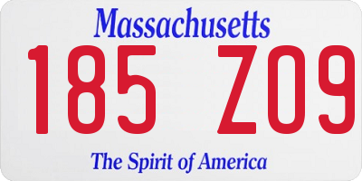 MA license plate 185ZO9