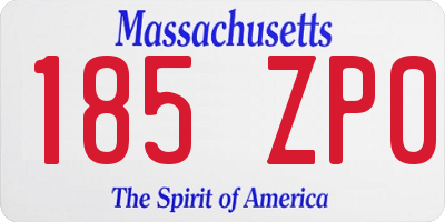 MA license plate 185ZP0