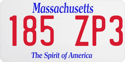 MA license plate 185ZP3