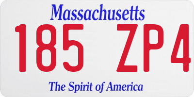MA license plate 185ZP4