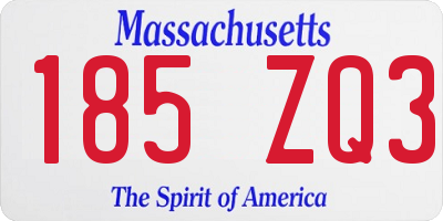 MA license plate 185ZQ3