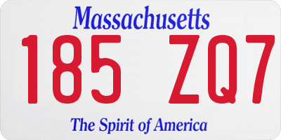 MA license plate 185ZQ7