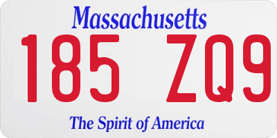 MA license plate 185ZQ9