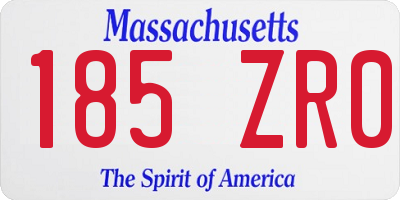 MA license plate 185ZR0