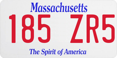 MA license plate 185ZR5