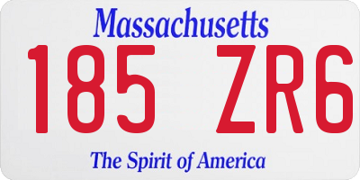 MA license plate 185ZR6