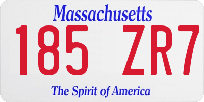 MA license plate 185ZR7