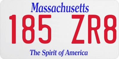 MA license plate 185ZR8