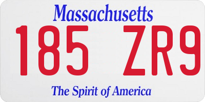 MA license plate 185ZR9