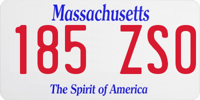 MA license plate 185ZS0