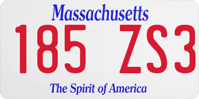 MA license plate 185ZS3