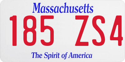 MA license plate 185ZS4
