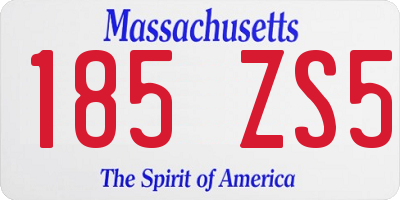 MA license plate 185ZS5