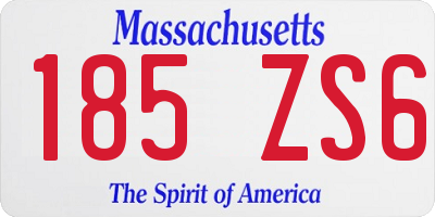MA license plate 185ZS6