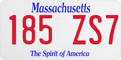 MA license plate 185ZS7