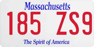 MA license plate 185ZS9
