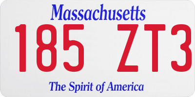 MA license plate 185ZT3