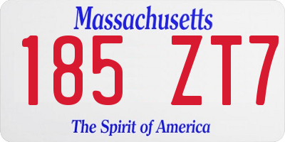 MA license plate 185ZT7