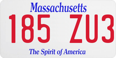 MA license plate 185ZU3
