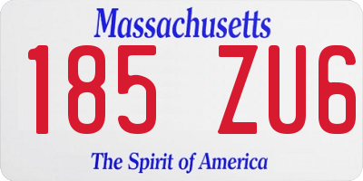 MA license plate 185ZU6
