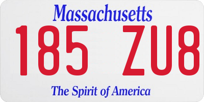 MA license plate 185ZU8