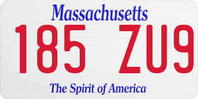 MA license plate 185ZU9