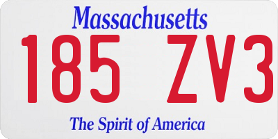 MA license plate 185ZV3