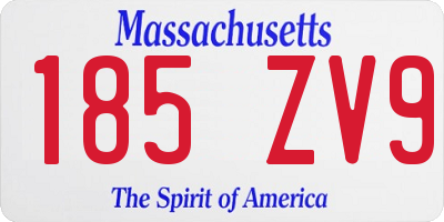 MA license plate 185ZV9